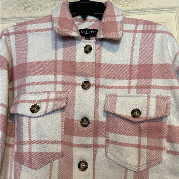 Love Tree pink and white plaid Shacket Size Medium - Picture 2 of 7